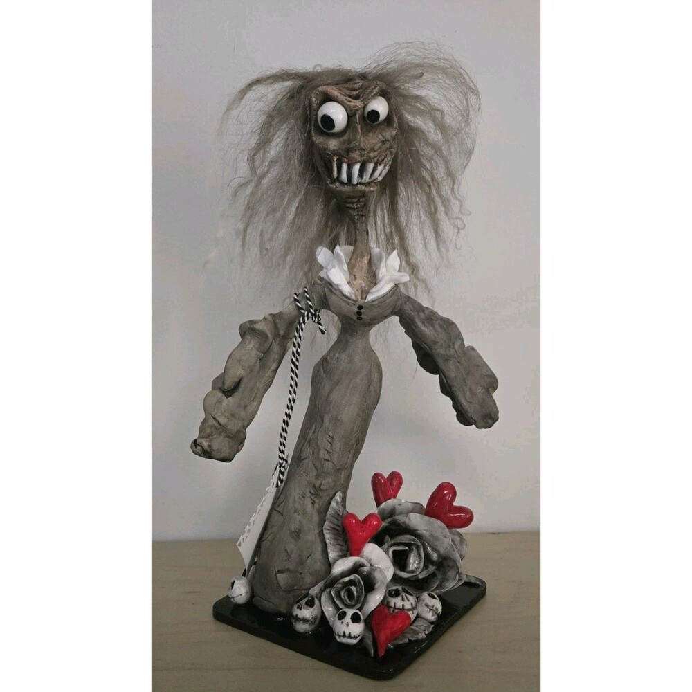 OOAK Handmade Creepy Oddity Art Clay Sculpture Ghoul Monster Creature w/ Hearts